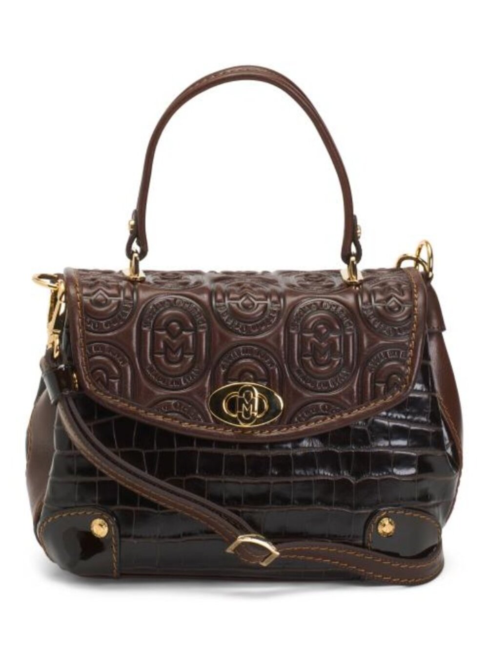 MARINO ORLANDI Made In Italy Leather Structure Xbody Flap Over